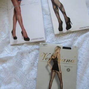 Lot 3 pairs Tights, sz.A, Black & Electric Blue. made in Italy